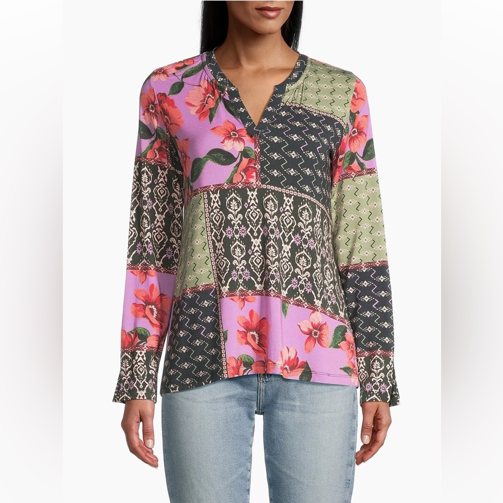 Johnny Was Multicolor Patchwork Blouse - image 2